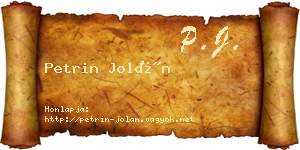 Petrin Jolán névjegykártya