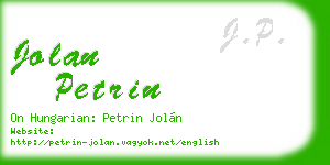 jolan petrin business card